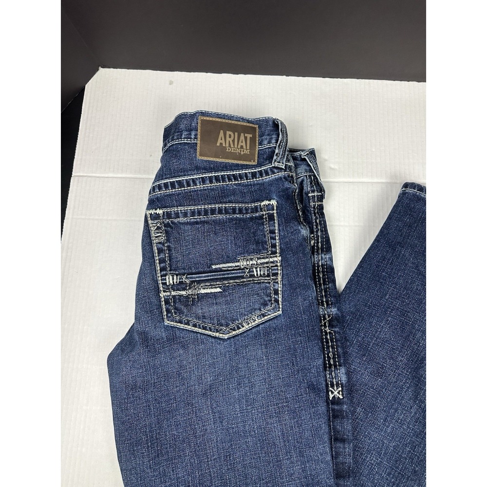 Ariat Jeans Mens 32x34 Blue M4 Relaxed Boot Cut Western Cowboy Heavy Stitching - Picture 2 of 9
